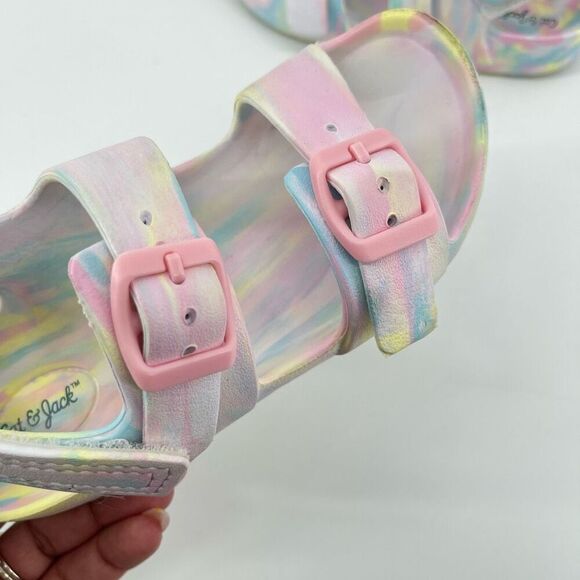 Cat & Jack Ade Girls Size 11 EVA Pastel Multicolor Double Strap Footbed Sandals - Picture 14 of 15